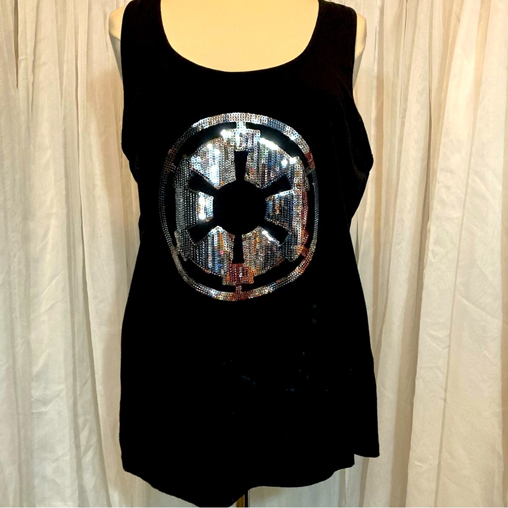 Star Wars Galactic Empire Silver Sequin Logo XXXL 3X Black Tank Tap Her Universe